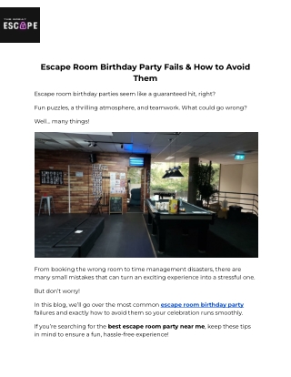 Escape Room Birthday Party Fails & How to Avoid Them