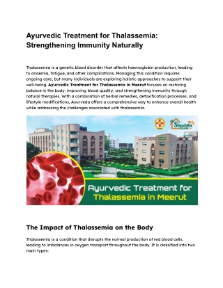 Ayurvedic Treatment for Thalassemia_ Strengthening Immunity Naturally