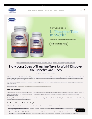 How Long Does L-Theanine Take to Work? Discover the Benefits and Uses
