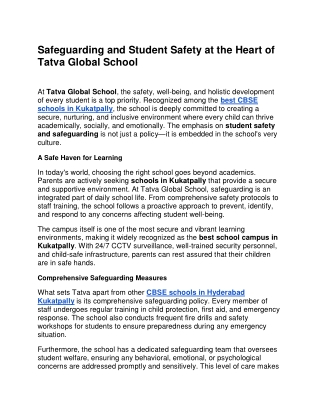 safeguarding and student safety at the heart