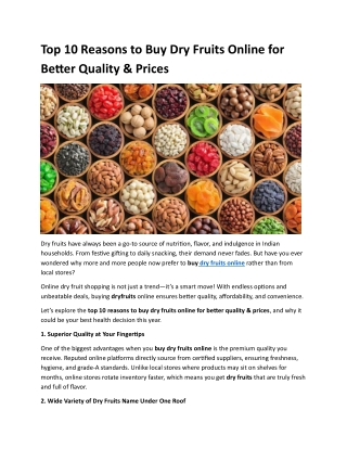 Top 10 Reasons to Buy Dry Fruits Online for Better Health