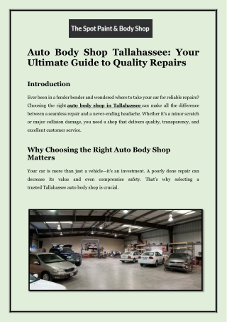 Auto Body Shop Tallahassee Your Ultimate Guide to Quality Repairs
