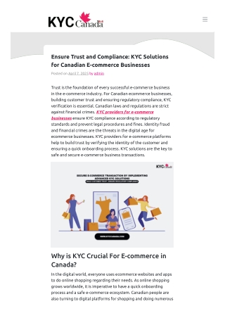 KYC Solutions for Canadian E-commerce Businesses