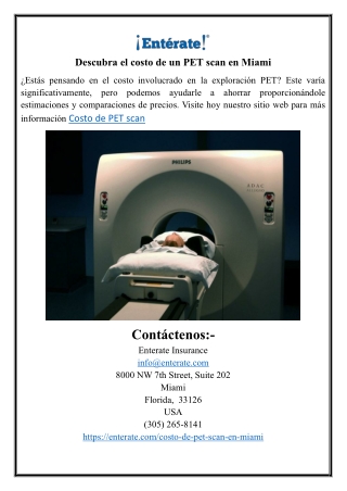 Descubra el costo de un PET scan en Miami