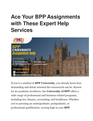 ace your bpp assignments with these expert help