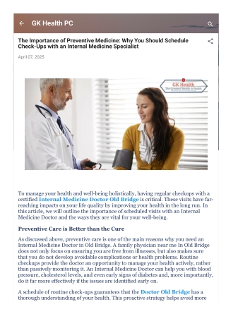 The Importance of Preventive Medicine Why You Should Schedule Check-Ups with an Internal Medicine Specialist