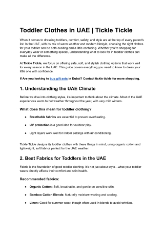 Toddler Clothes in UAE _ Tickle Tickle