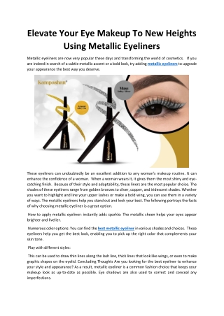 Elevate Your Eye Makeup To New Heights Using Metallic Eyeliners