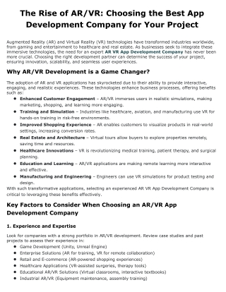 The Rise of AR_VR_ Choosing the Best App Development Company for Your Project