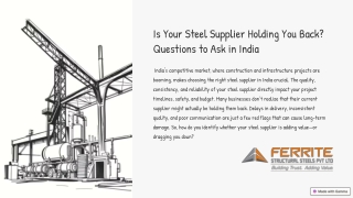Struggling with Steel Delays? Ask These Questions to Evaluate Your Indian Suppli