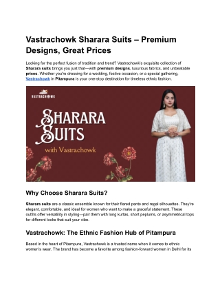 Vastrachowk Sharara Suits – Premium Designs, Great Prices