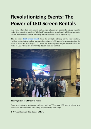 Revolutionizing Events The Power of LED Screen Rentals