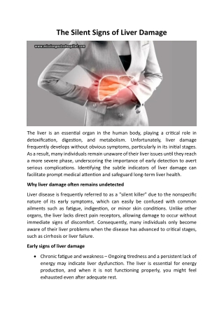 The Silent Signs Of Liver Damage