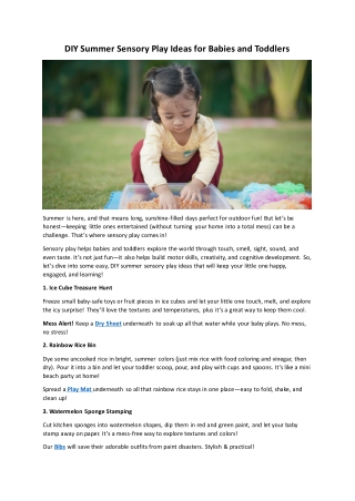 DIY Summer Sensory Play Ideas for Babies and Toddlers