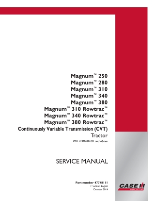 CASE IH Magnum 250 Continuously Variable Transmission (CVT) Tier 4B Tractor Service Repair Manual