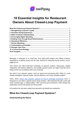 10 Essential Insights for Restaurant Owners About Closed-Loop Payments