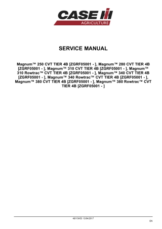 CASE IH Magnum 250 CVT TIER 4B Tractor Service Repair Manual [ZGRF05001 - ]