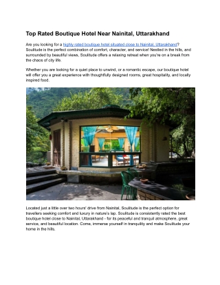Top Rated Boutique Hotel Near Nainital, Uttarakhand