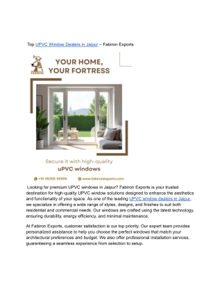 Top UPVC Window Dealers in Jaipur – Fabiron Exports