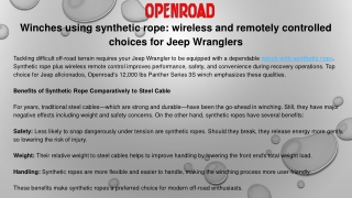 winches using synthetic rope wireless