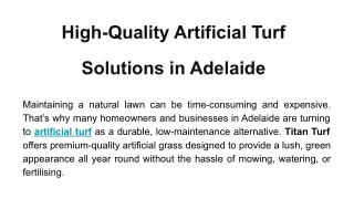 High-Quality Artificial Turf Solutions in Adelaide
