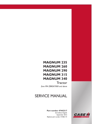 CASE IH MAGNUM 260 Tractor Service Repair Manual Instant Download
