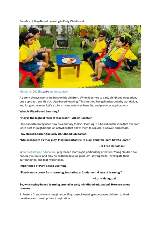 benefits of play based learning in early childhood