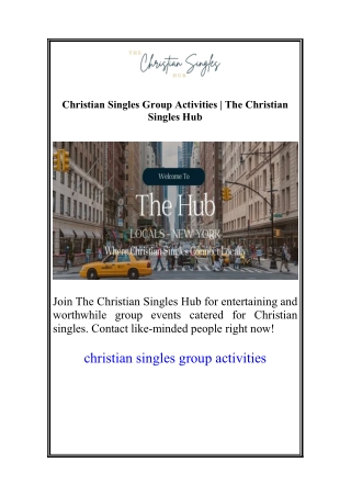 Christian Singles Group Activities | The Christian Singles Hub