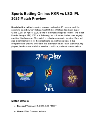 Sports Betting Online_ KKR vs LSG IPL 2025 Match Preview