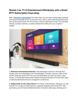 Stream Live TV & Entertainment Effortlessly with a Smart IPTV Subscription Keys-shop