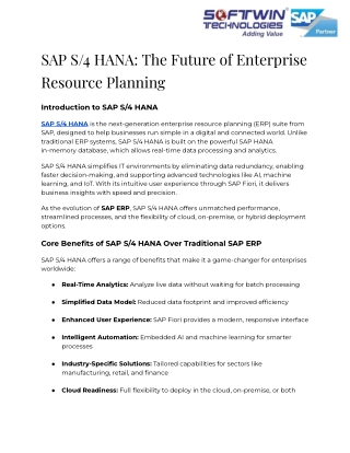 SAP S_4 HANA_ The Future of Enterprise Resource Planning