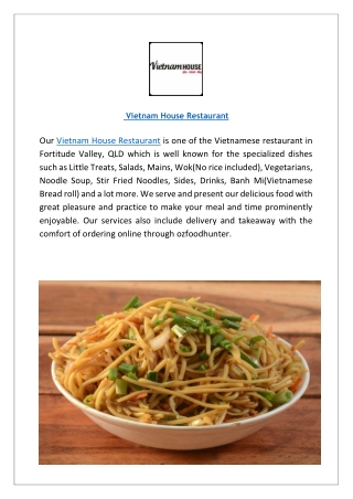 Flat 15% offer Vietnam House Fortitude Valley - Order Now