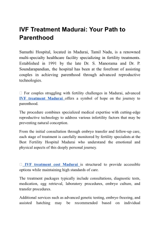 IVF Treatment Madurai_ Your Path to Parenthood