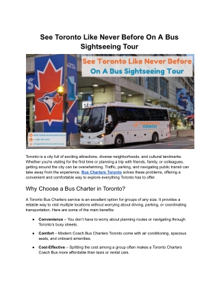 See Toronto Like Never Before On A Bus Sightseeing Tour
