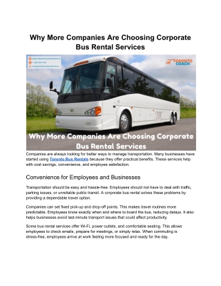 Why More Companies Are Choosing Corporate Bus Rental Services
