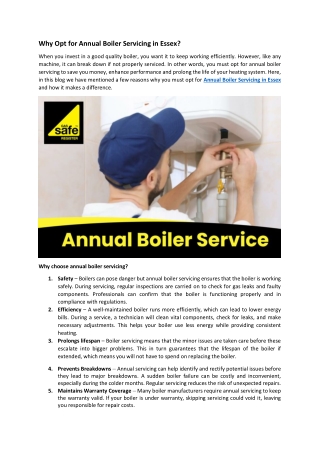 Why Opt for Annual Boiler Servicing in Essex?