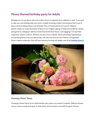 Simple flower themed birthday party for adults