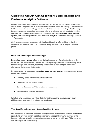 Unlocking Growth with Secondary Sales Tracking and Business Analytics Software