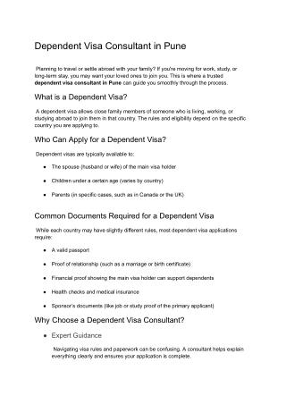 Leading Dependent Visa Agency in Pune