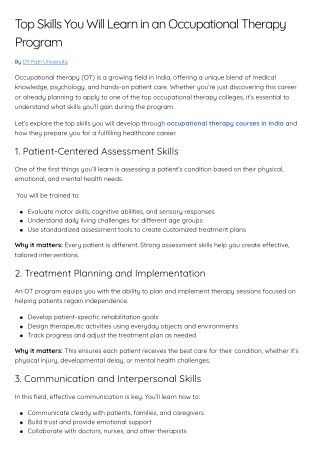 Top Skills You Will Learn in an Occupational Therapy Program