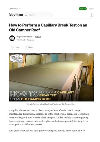 Learn Capillary Break Testing for Camper Roof Repair Michigan
