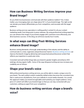 how can business writing services improve your