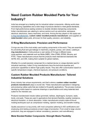 need custom rubber moulded parts for your industry