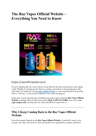The Raz Vapes Official Website – Everything You Need to Know