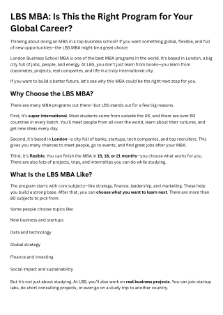 lbs mba is this the right program for your global