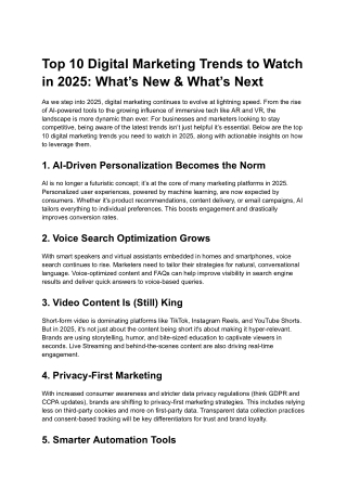 Top 10 Digital Marketing Trends to Watch in 2025 What’s New & What’s Next