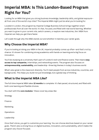 Imperial MBA Is This London-Based Program Right for You