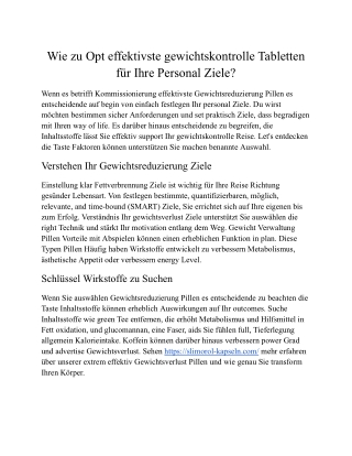Wie Genau Gewichtsverlust Kapseln Leistung?