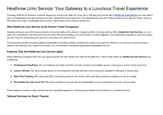 Heathrow Limo Service Your Gateway to a Luxurious Travel Experience