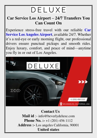 Car Service Los Angeles Airport – 24/7 Transfers You Can Count On
